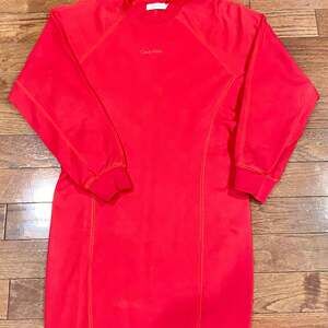 Calvin Klein Red Sweatshirt Dress Clean Girl Athleisure Size S